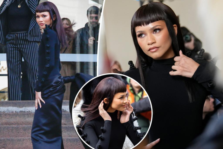 Zendaya rocks blunt bangs at Schiaparelli Paris Fashion Week show