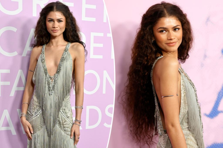 Zendaya shines in plunging fringe gown at Green Carpet Fashion Awards