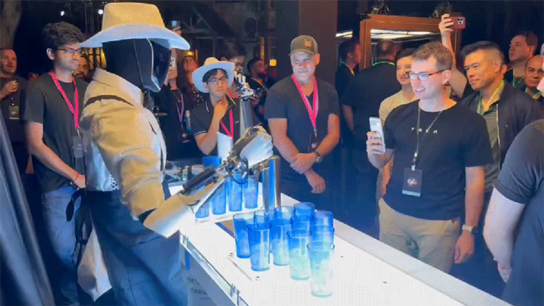 Tesla Optimus robot was controlled by human while bartending