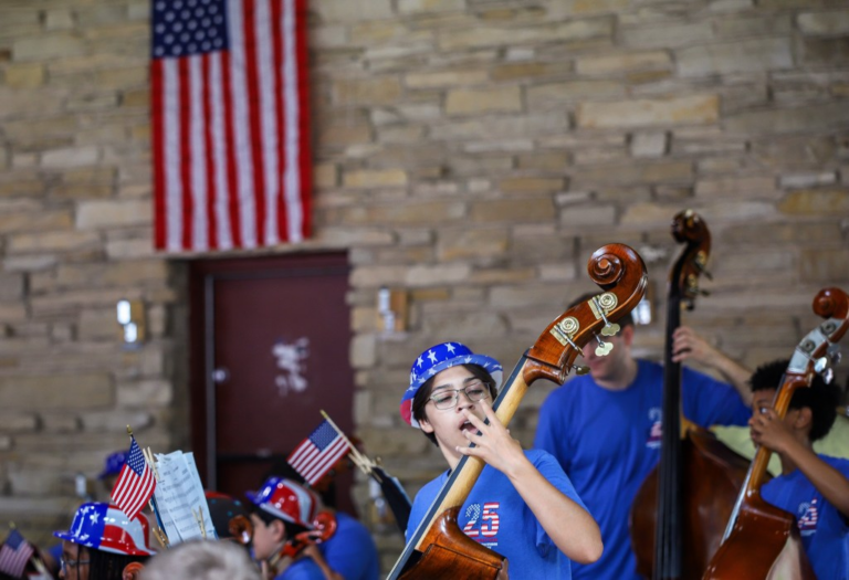 Lincolnwood Youth Strings played the Fourth of July concert in Lincolnwood as community members sang along