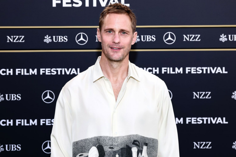 Alexander Skarsgård Hits the Red Carpet in Shocking NSFW Shirt for Pillion Photocall