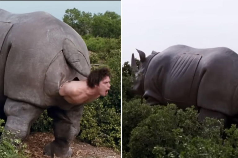 Mechanical rhino featured in ‘Ace Ventura’ sequel’s ‘butt birth’ scene goes up for auction
