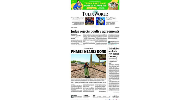 On the front page of today’s Tulsa World: April 9, 2026