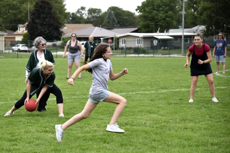 Riverside Elementary end of year kickball game featured jerseys designed by student